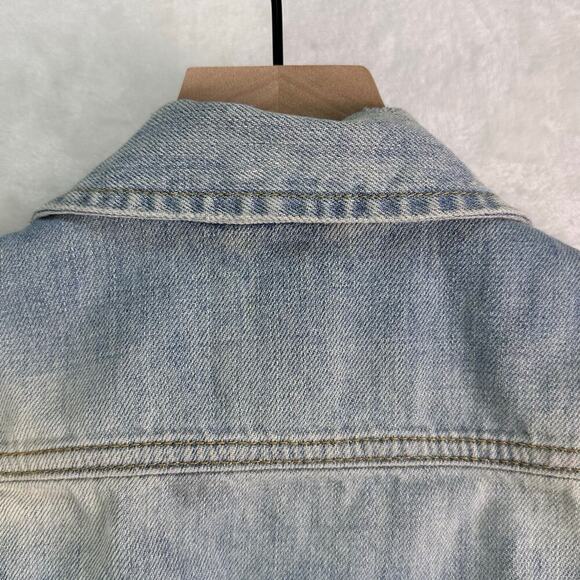 Brandy Melville Jean Vest Button-Up Collared Cotton Light Wash Denim Blue Size S - Picture 11 of 16
